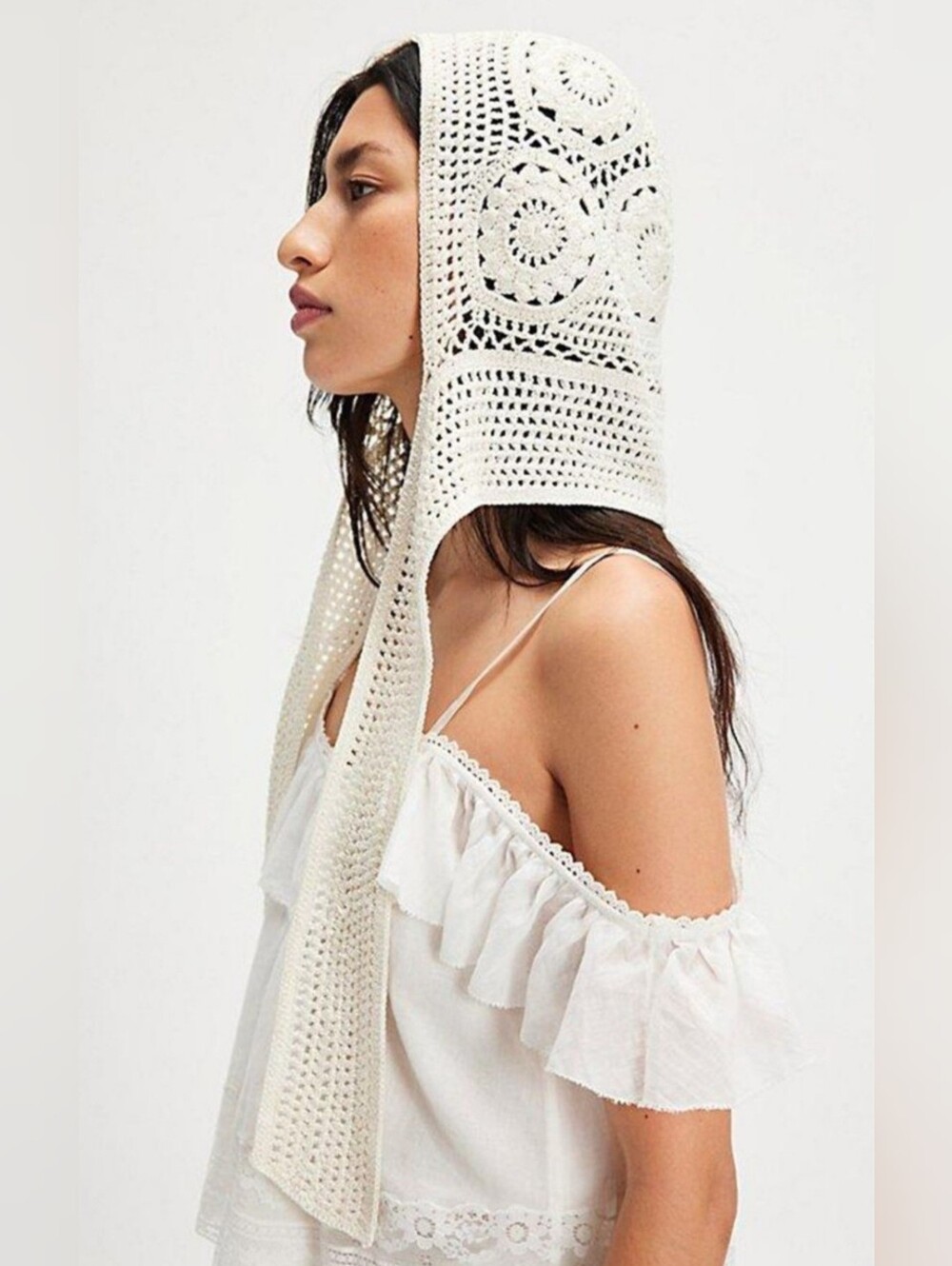 Free People Eira Habdmade  Knit  Crochet Balabonnet Head Covering . Sold Out